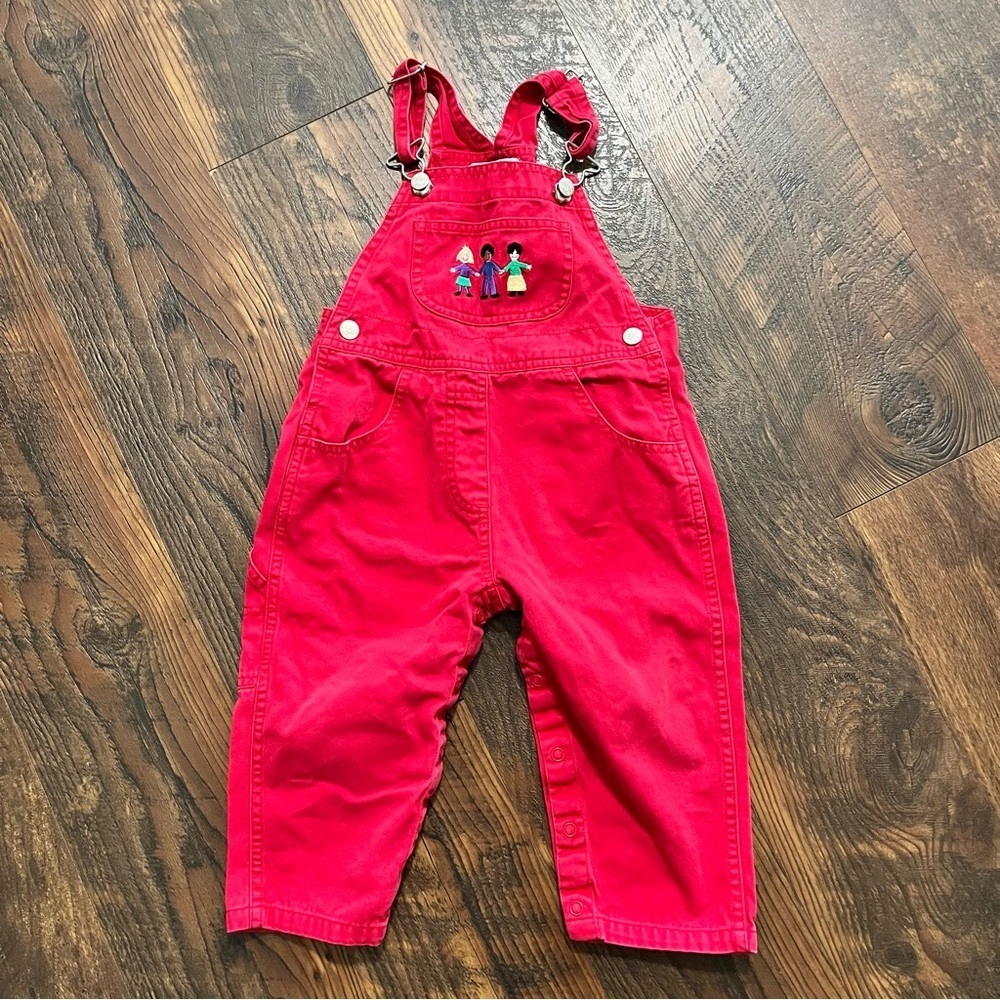 Vintage Save The Children Collection Corduroy Bibs Red Size 2T